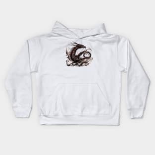 Japanese dragon painted in ink Kids Hoodie